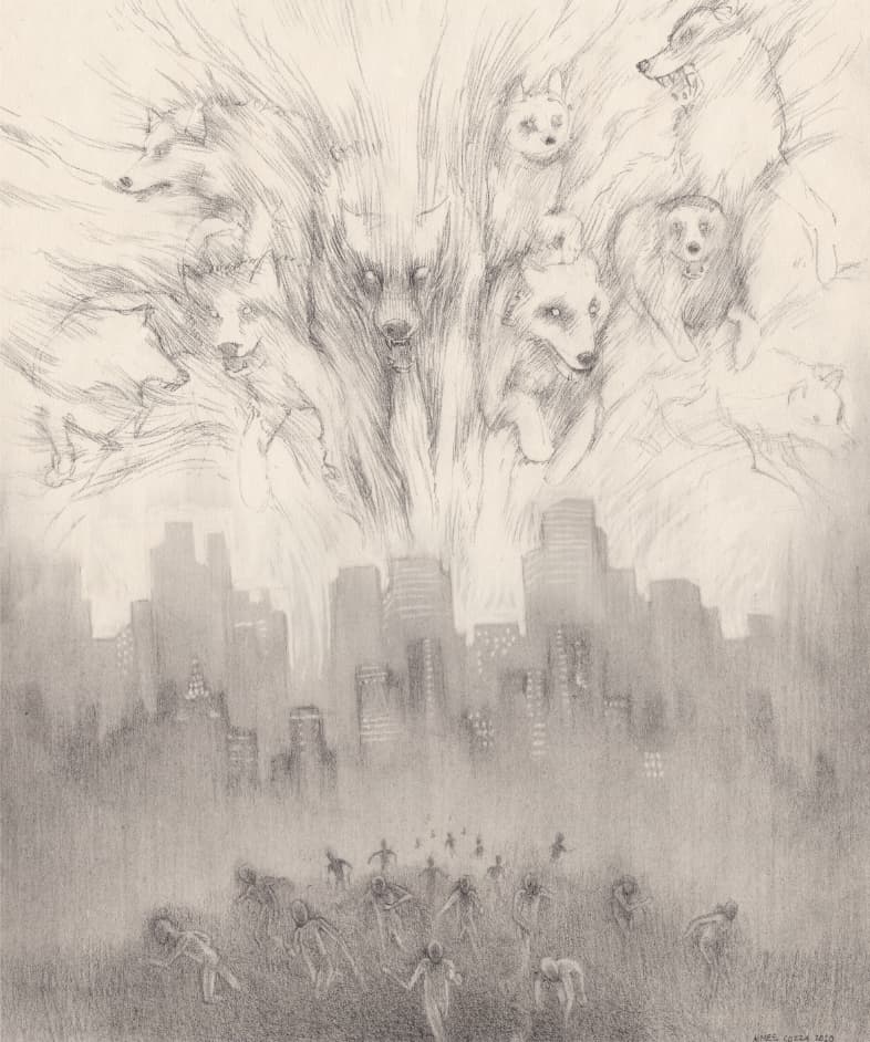 "The Wolves Descend" original pencil drawing - WIP